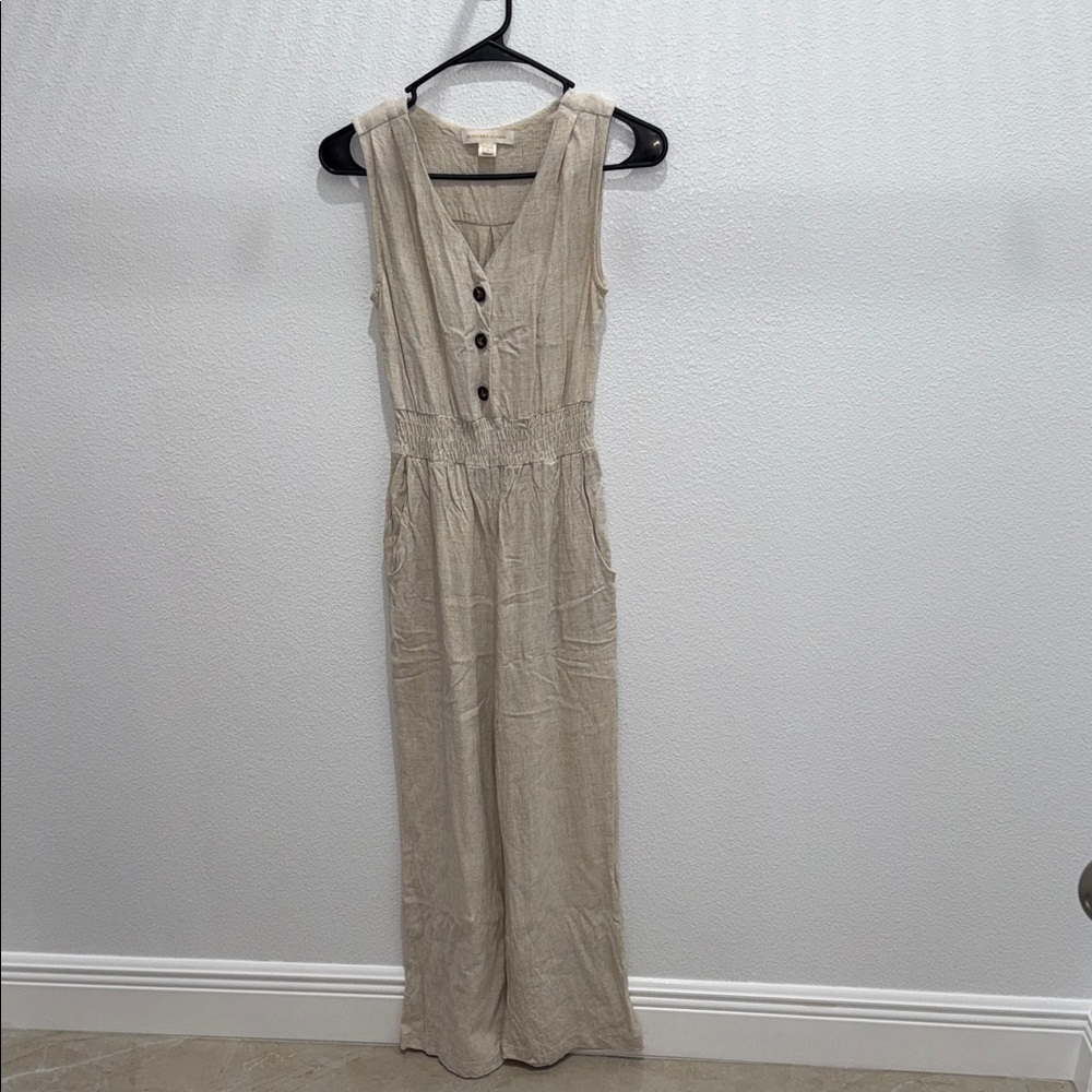 Beige Sleeveless Jumpsuit